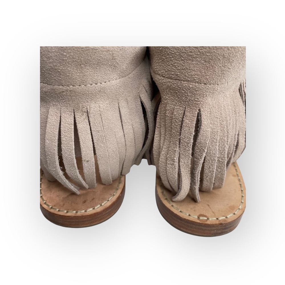 Martha Davis ❃ Fringe Flat Open Toe + Heel Bootie Sandal ❃ Stone Suede ❃ 38 7.5M - Picture 5 of 16
